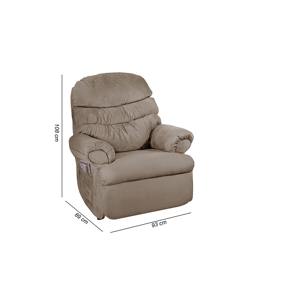 Poltrona Reclinável Barão Suede Bege