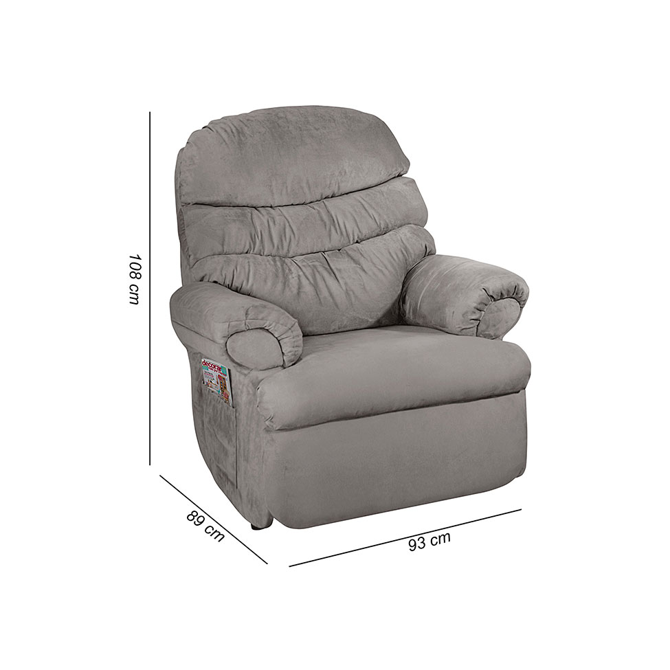 Poltrona Reclinável Barão Suede Liso Marrom Claro