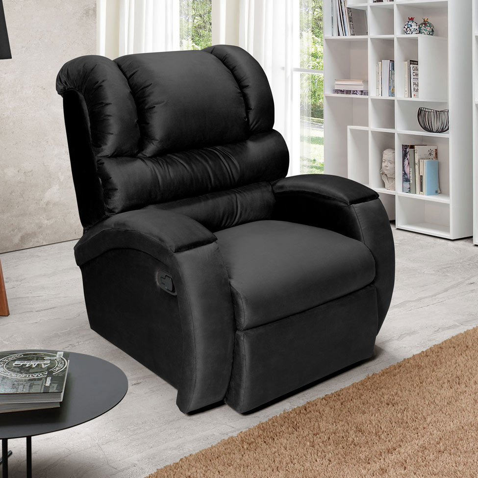 Poltrona Reclinável Imperial Suede Liso Preto