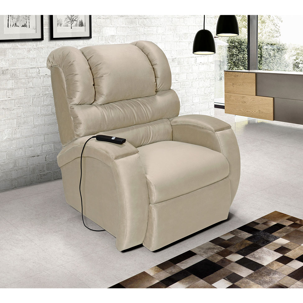 Poltrona Reclinável Motorizada Imperial Suede Areia