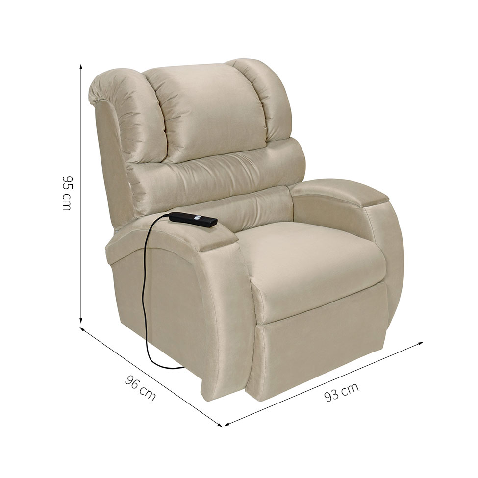 Poltrona Reclinável Motorizada Imperial Suede Areia