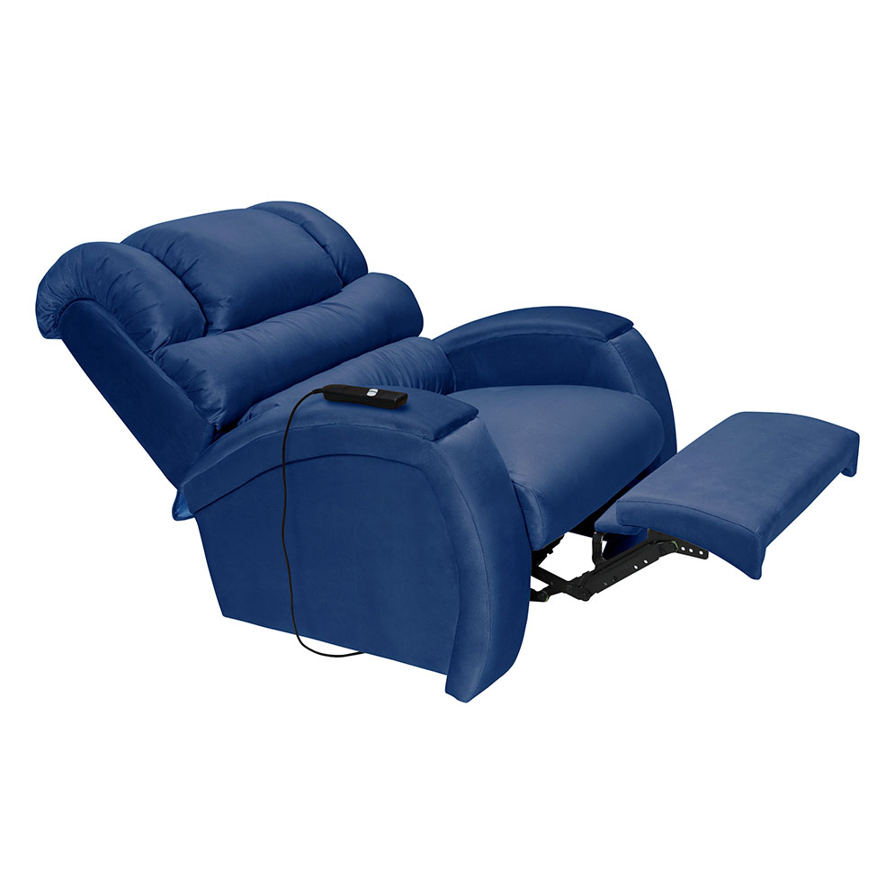 Poltrona Reclinável Motorizada Imperial Suede Azul Marinho