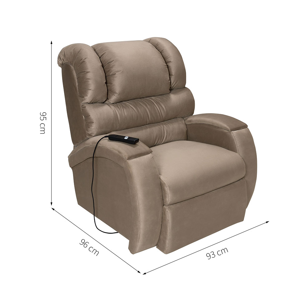 Poltrona Reclinável Motorizada Imperial Suede Chocolate