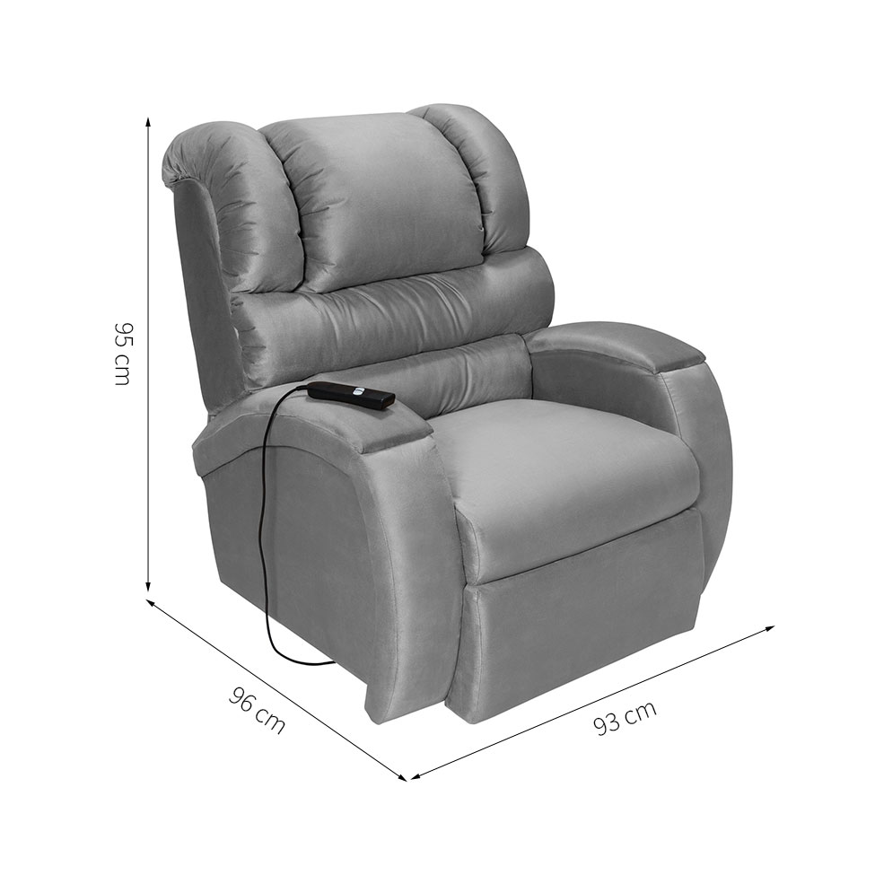 Poltrona Reclinável Motorizada Imperial Suede Cinza