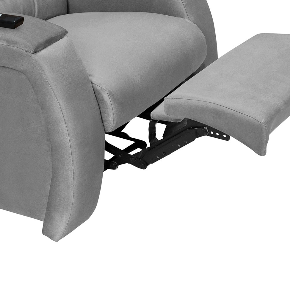 Poltrona Reclinável Motorizada Imperial Suede Cinza