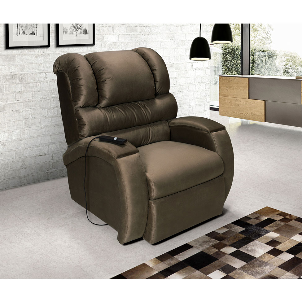 Poltrona Reclinável Motorizada Imperial Suede Marrom