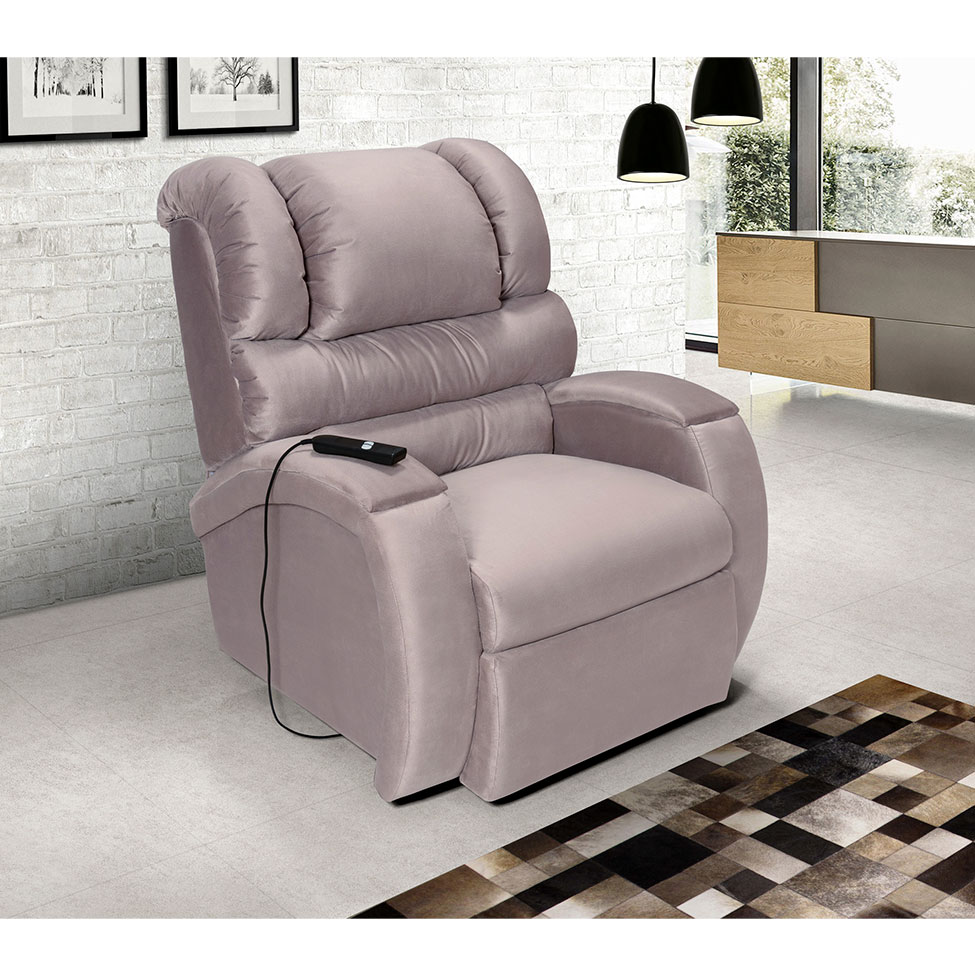 Poltrona Reclinável Motorizada Imperial Suede Marrom Claro