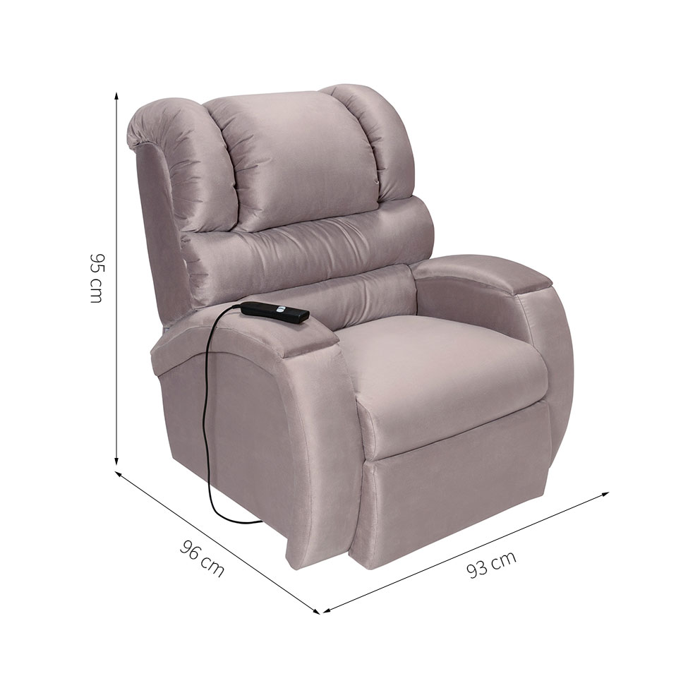 Poltrona Reclinável Motorizada Imperial Suede Marrom Claro