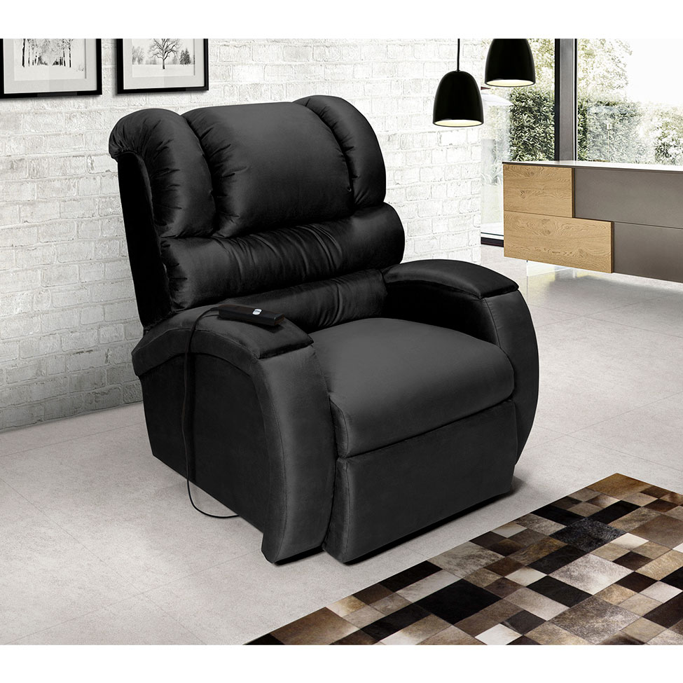 Poltrona Reclinável Motorizada Imperial Suede Preta
