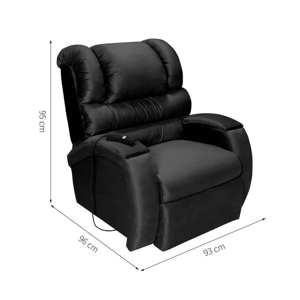Poltrona Reclinável Motorizada Imperial Suede Preta
