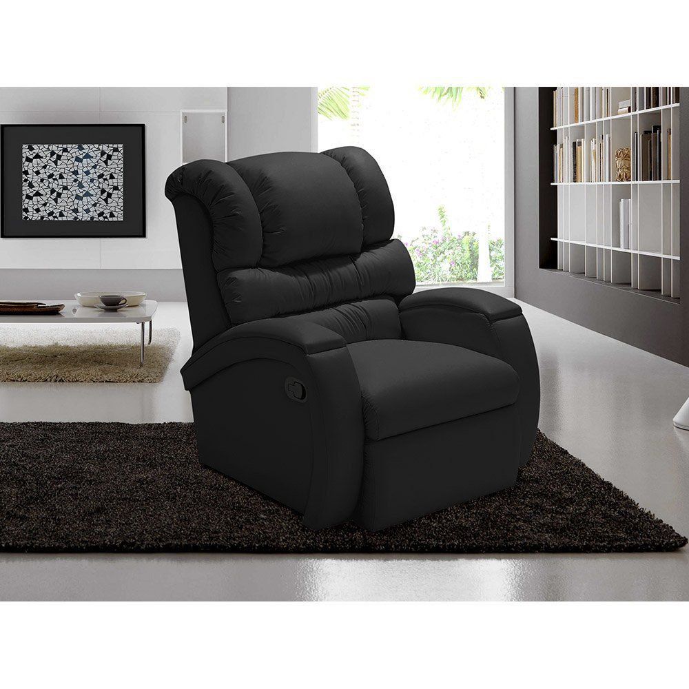 Poltrona do Papai Imperial Reclinável Corano Preto - Império Estofados