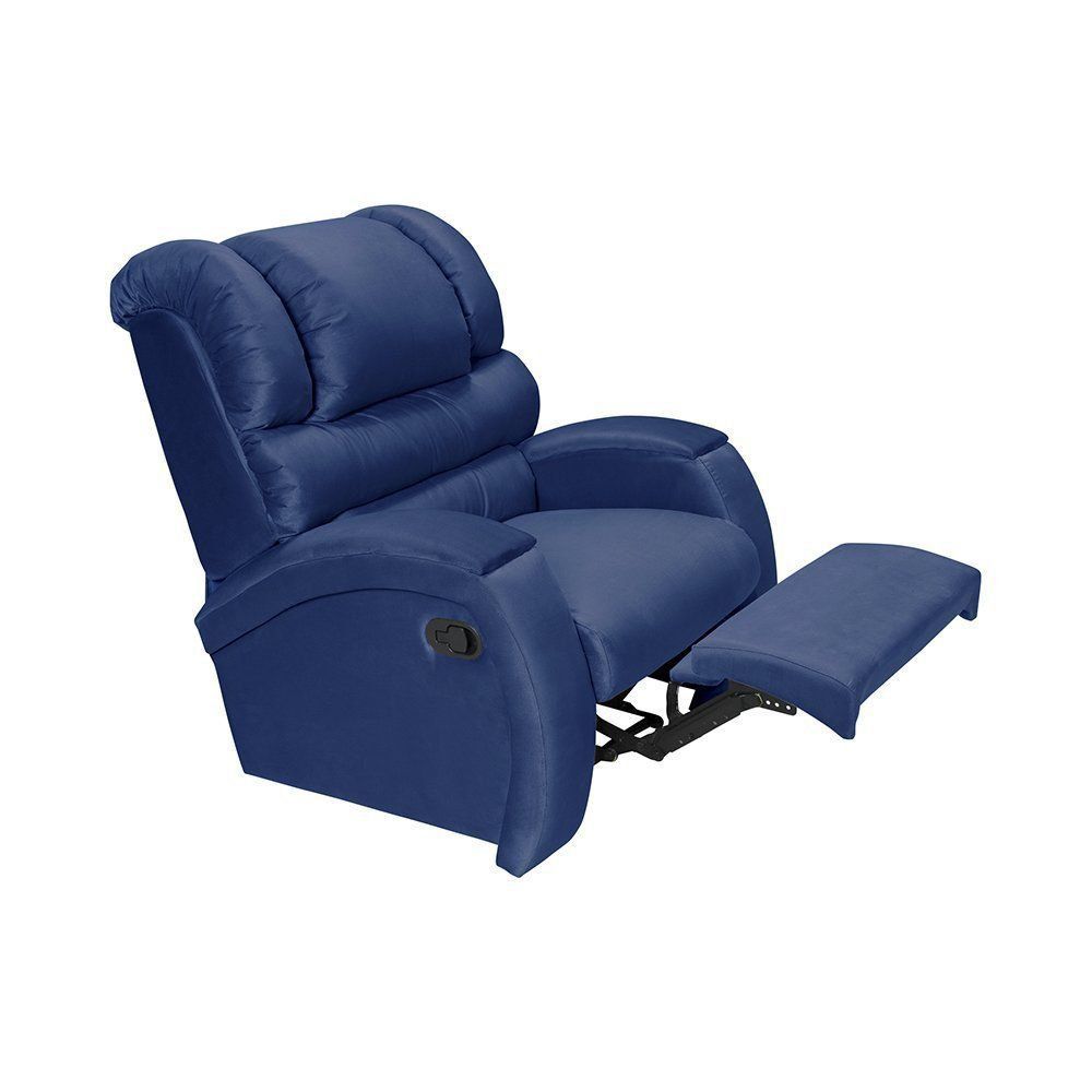 Poltrona do Papai Imperial Reclinável Veludo Liso Azul Marinho - Império Estofados