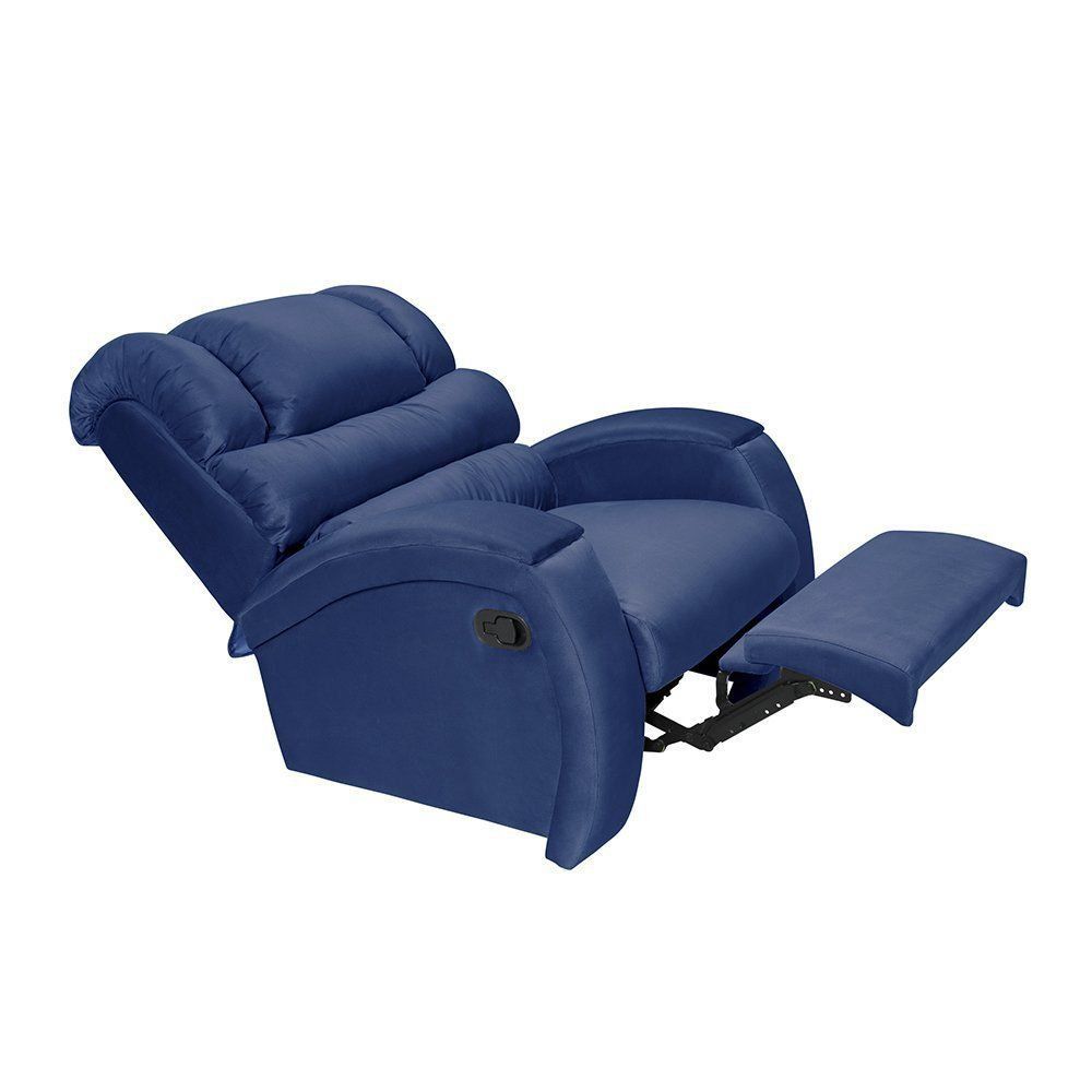 Poltrona do Papai Imperial Reclinável Veludo Liso Azul Marinho - Império Estofados