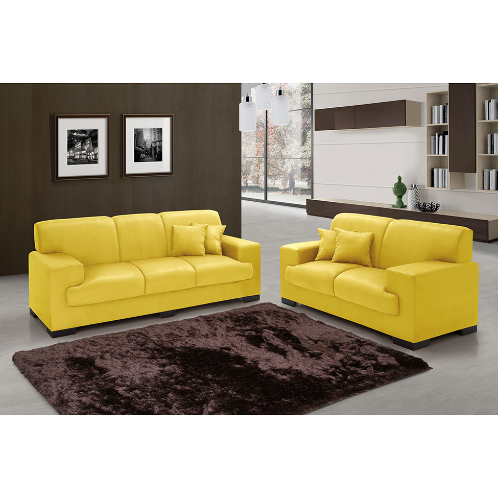 Sofá 2 Lugares Manuela Suede Amarelo