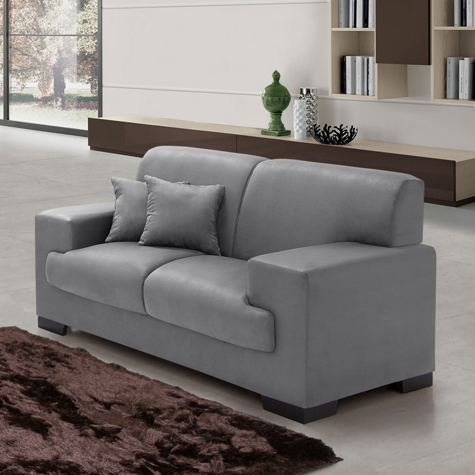 Sofá 2 Lugares Manuela Suede Cinza Império Estofados