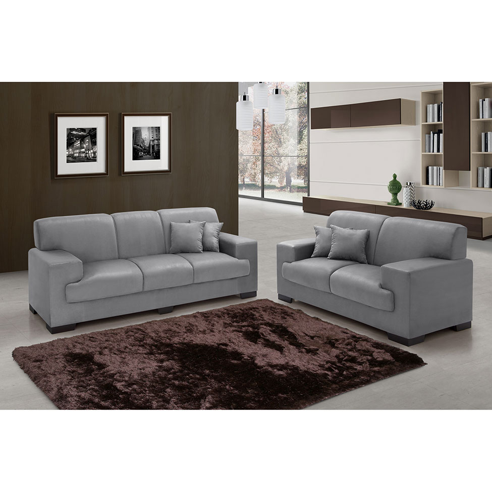 Sofá 2 Lugares Manuela Suede Cinza Império Estofados