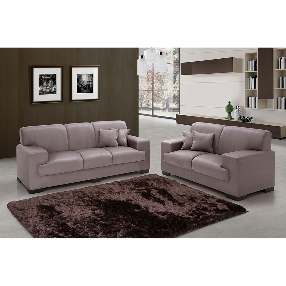 Sofá 2 Lugares Manuela Suede Marrom Claro