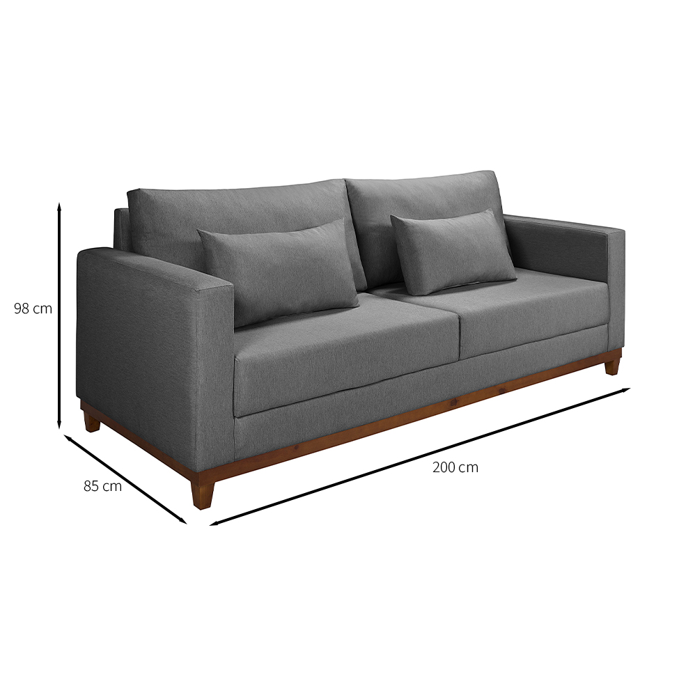 Sofá 3 Lugares Bahamas Linho Cinza 200 cm