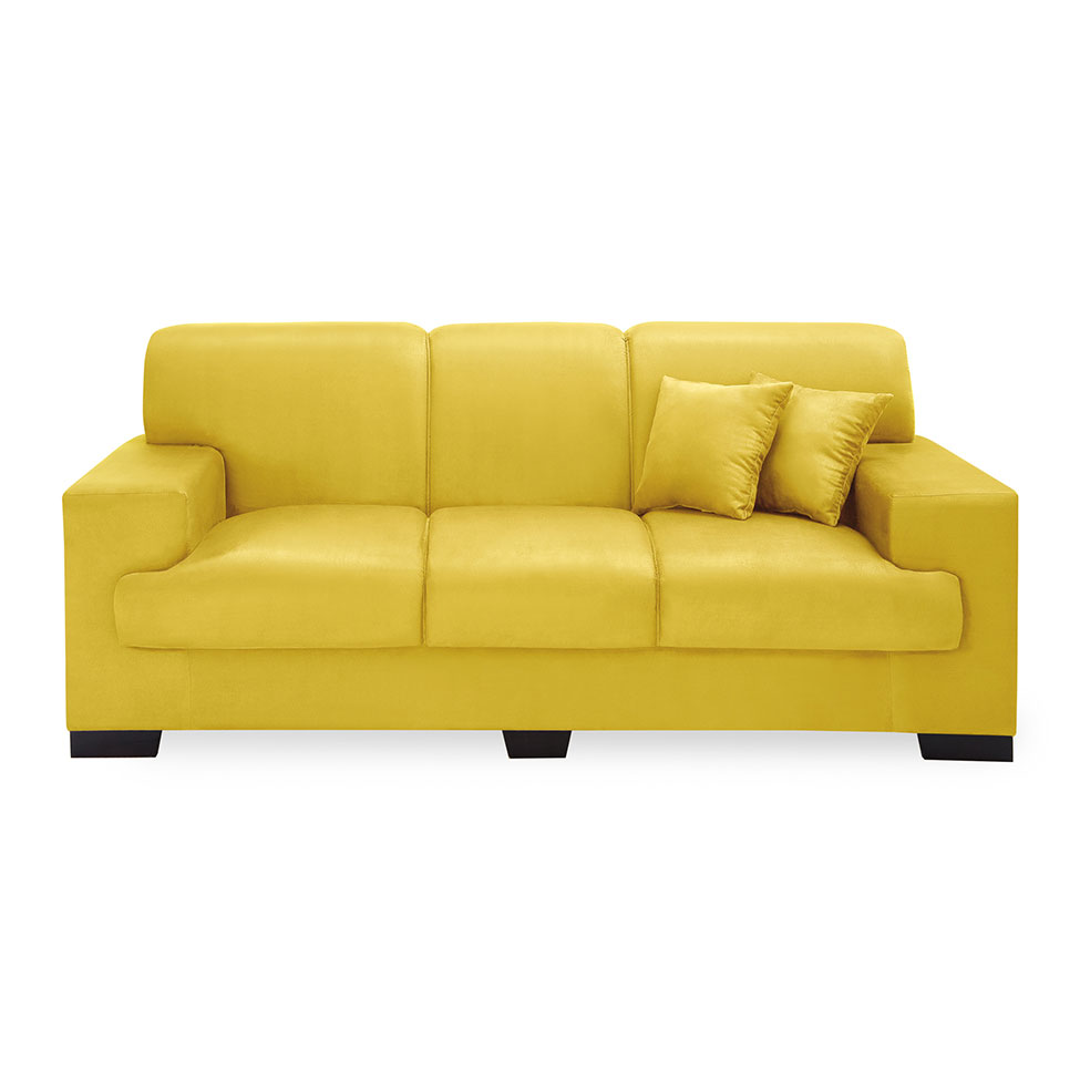 Sofá 3 Lugares Manuela Suede Amarelo