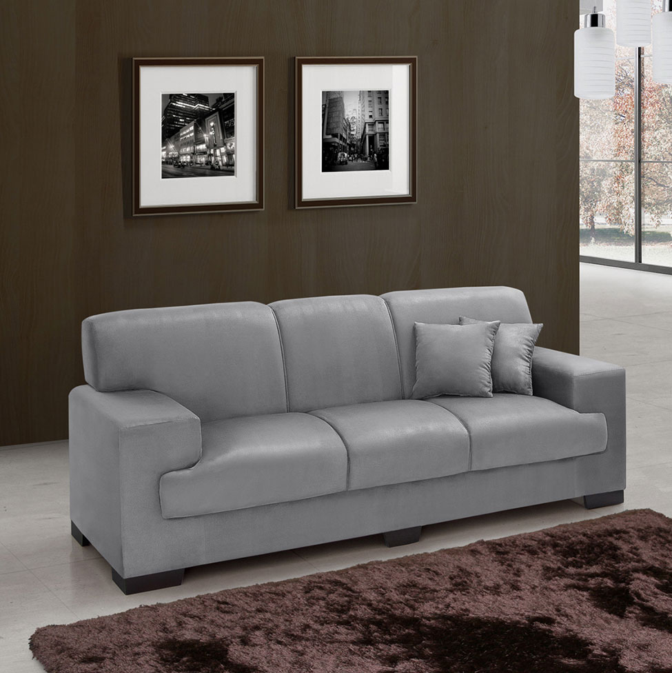 Sofá 3 Lugares Manuela Suede Cinza