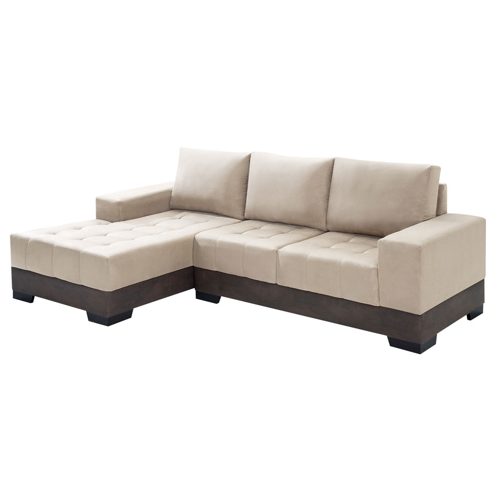 Sofá 3 Lugares Patrícia com Chaise Esquerdo Suede Areia
