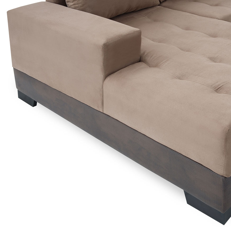 Sofá 3 Lugares Patrícia com Chaise Esquerdo Suede Chocolate