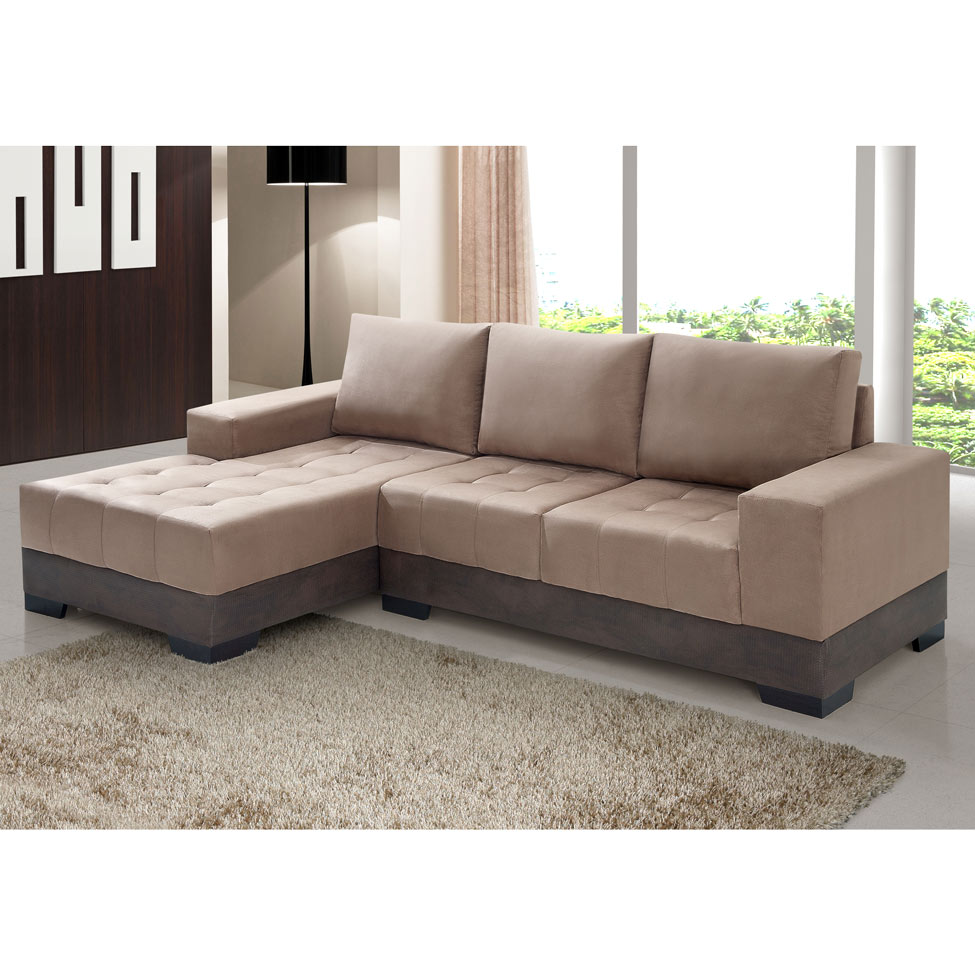 Sofá 3 Lugares Patrícia com Chaise Esquerdo Suede Chocolate