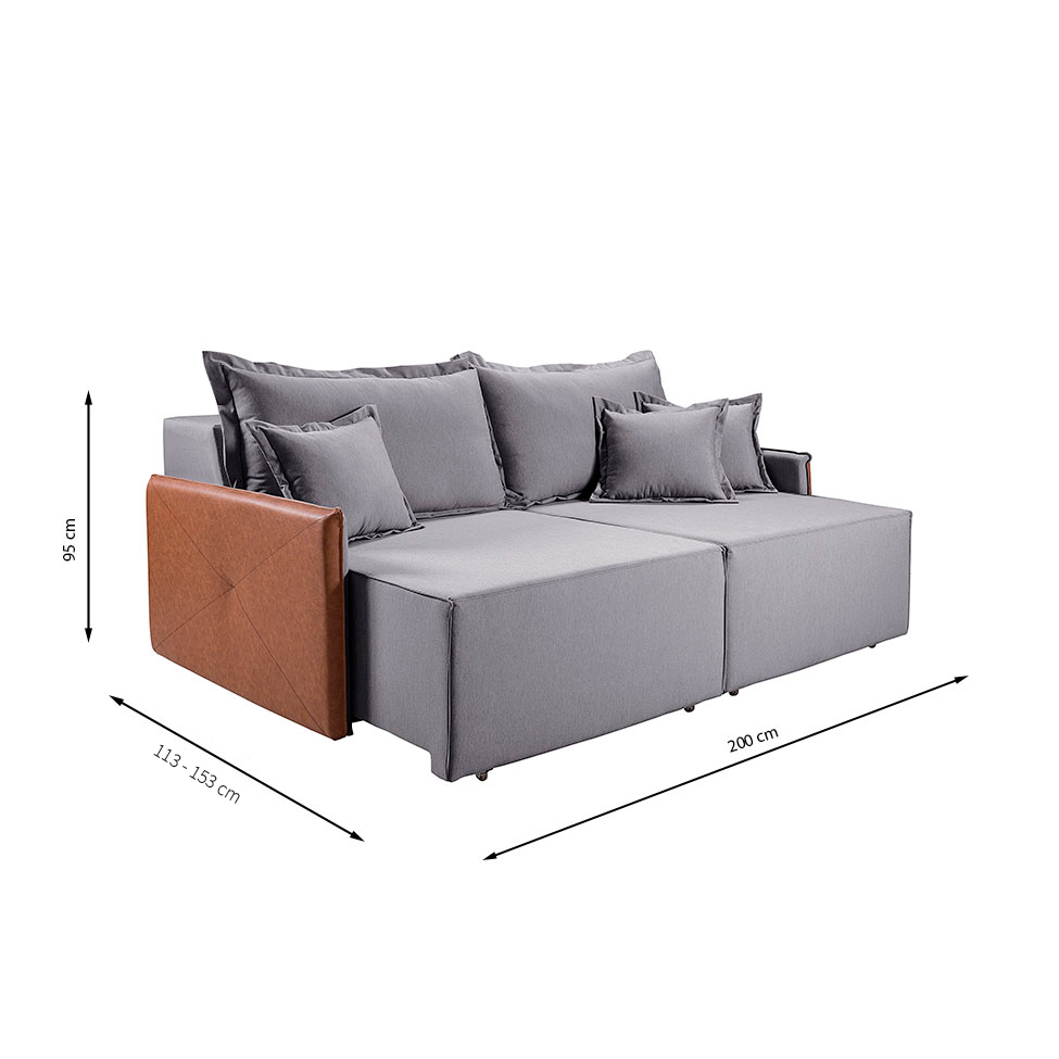 Sofá 3 Lugares Retrátil Bali Linho Cinza 200 cm