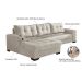 Sofá 5 Lugares Dijon com Chaise Esquerdo e Entrada USB Suede Areia