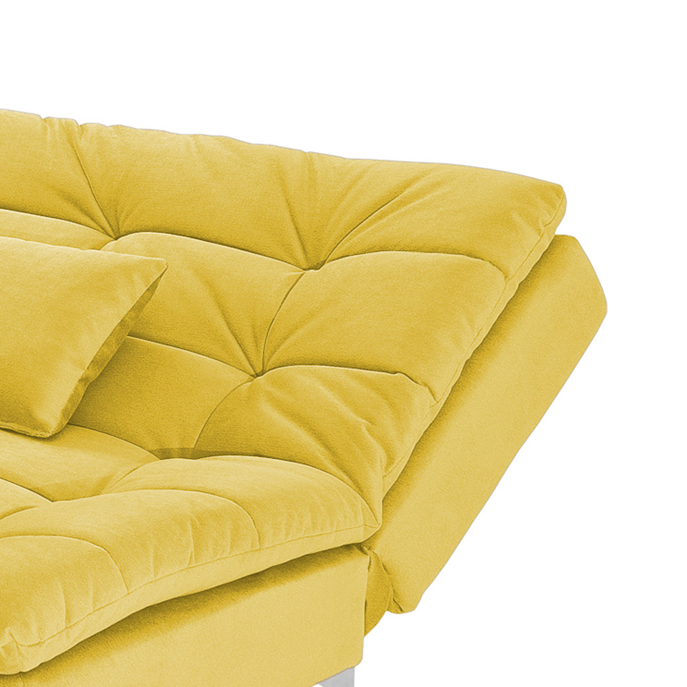 Sofá-Cama 3 Lugares Casal Pratic Suede Liso Amarelo