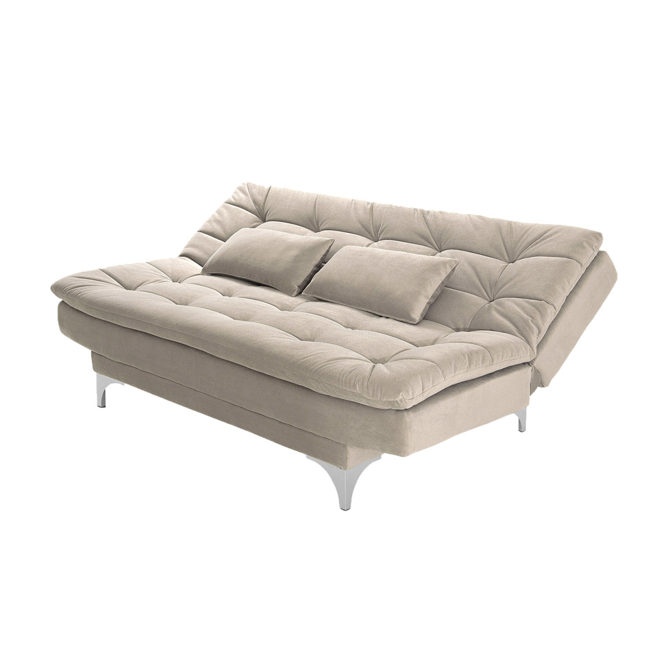 Sofá-Cama 3 Lugares Casal Pratic Suede Liso Areia