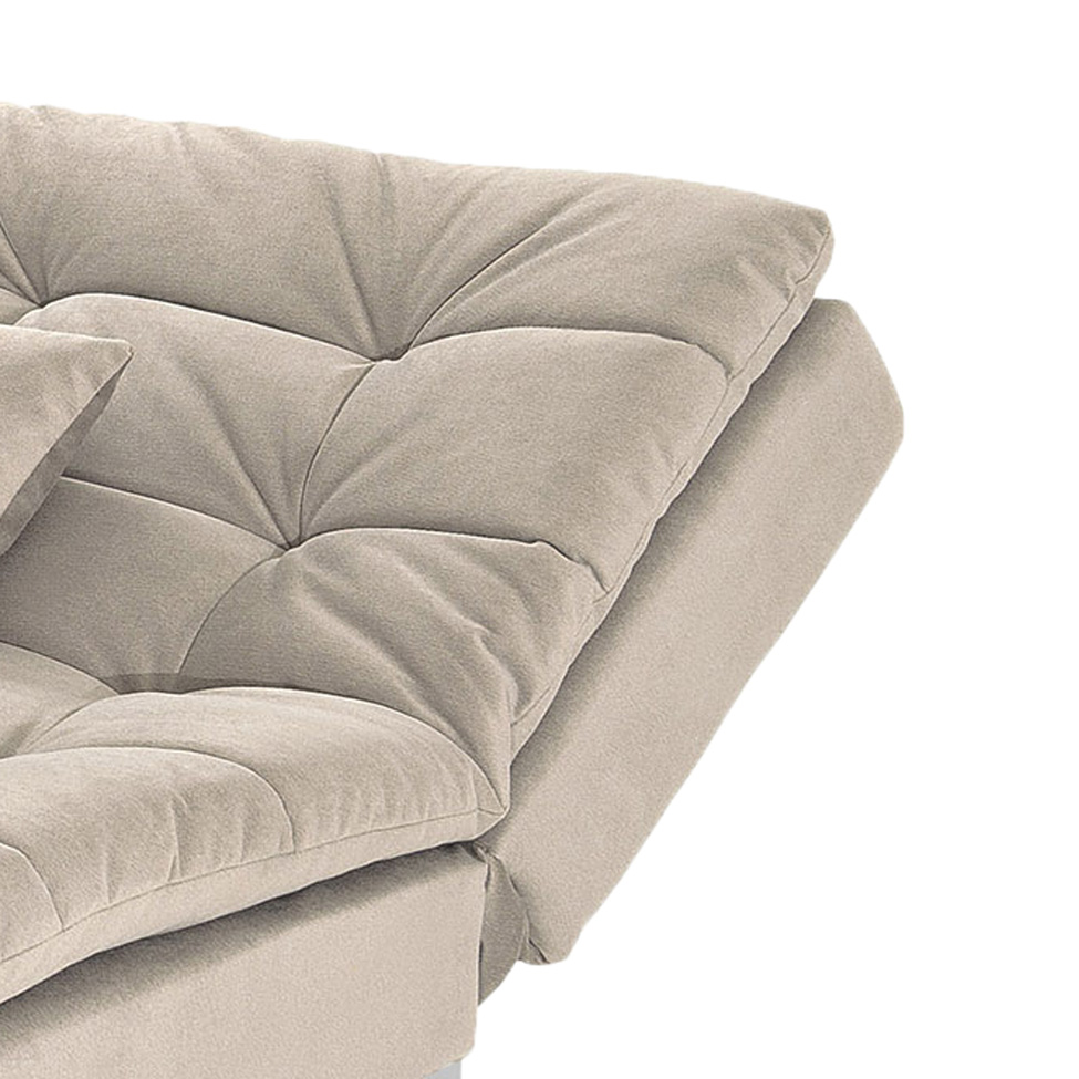 Sofá-Cama 3 Lugares Casal Pratic Suede Liso Areia