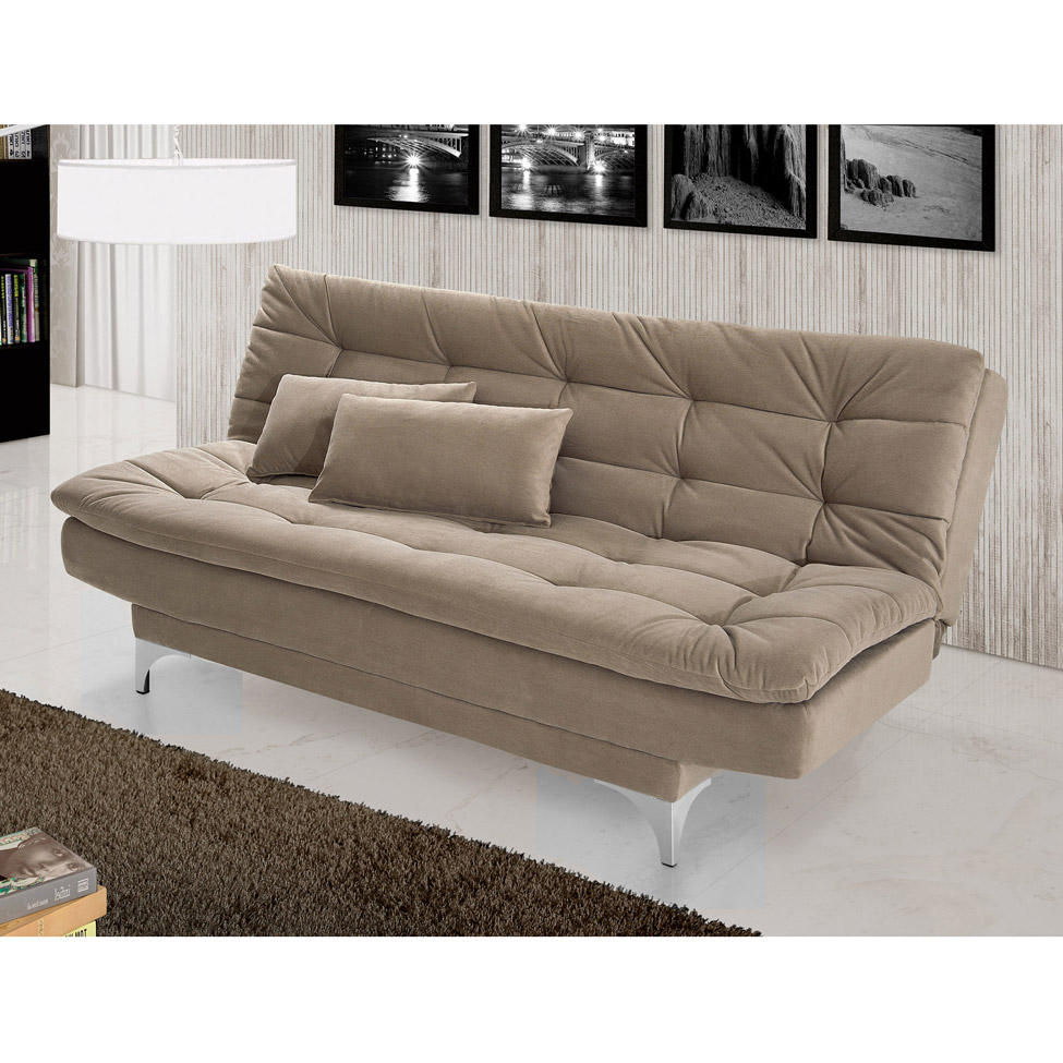 Sofá-Cama 3 Lugares Casal Pratic Suede Liso Chocolate