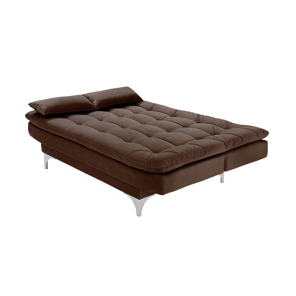 Sofá-Cama 3 Lugares Casal Pratic Suede Liso Marrom