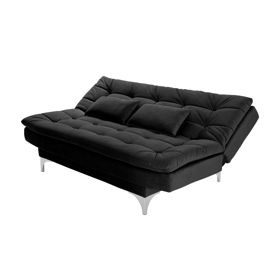Sofá-Cama 3 Lugares Casal Pratic Suede Liso Preto