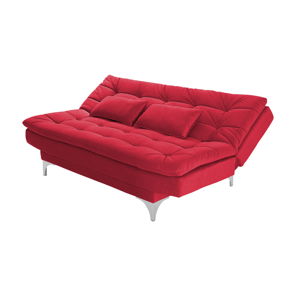 Sofá-Cama 3 Lugares Casal Pratic Suede Liso Vermelho