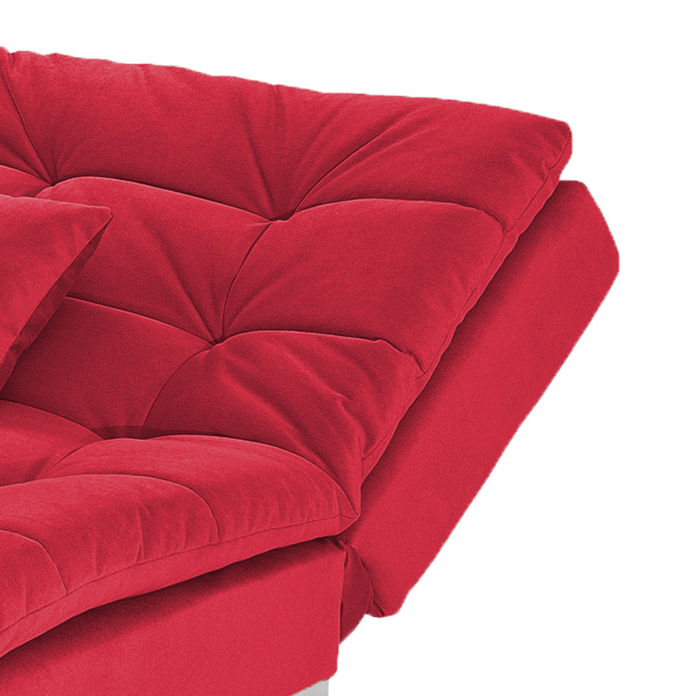 Sofá-Cama 3 Lugares Casal Pratic Suede Liso Vermelho