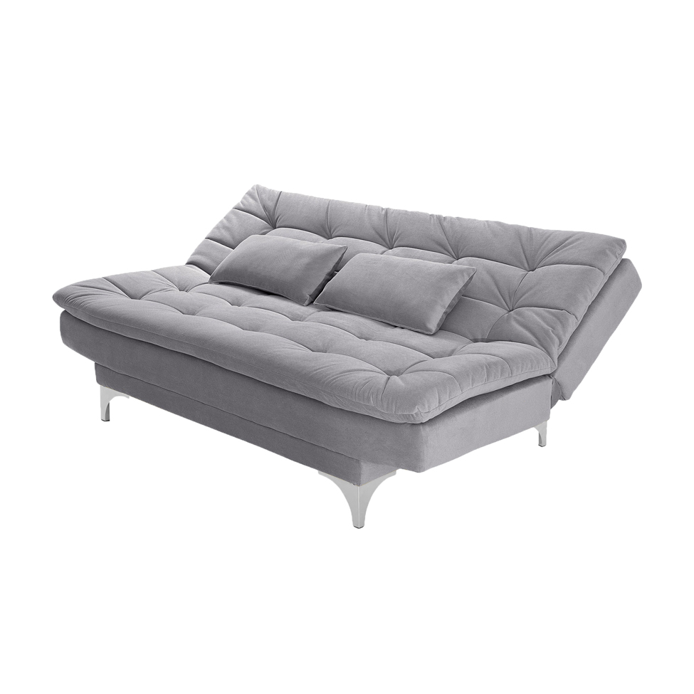 Sofá-Cama 3 Lugares Casal Pratic Veludo Liso Cinza