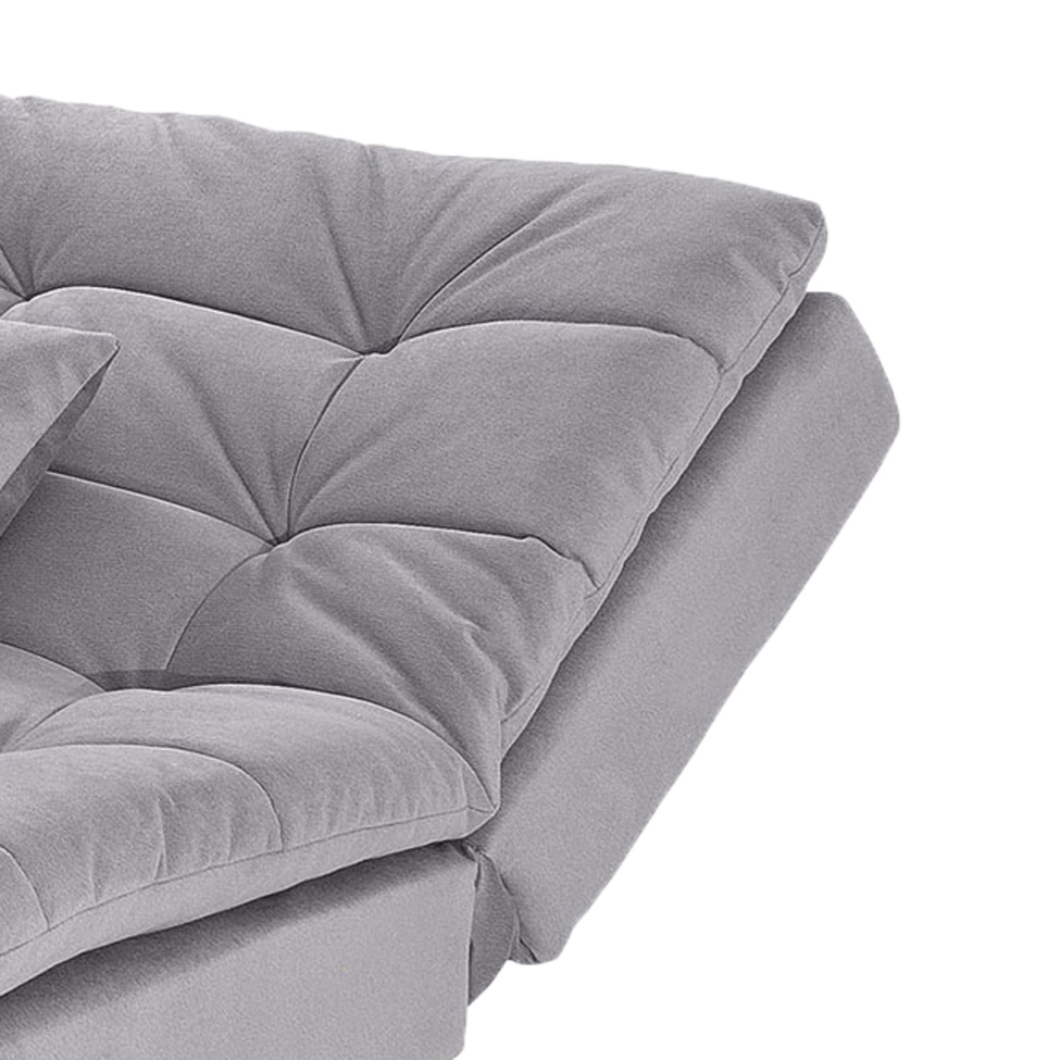 Sofá-Cama 3 Lugares Casal Pratic Veludo Liso Cinza