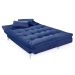 Sofá-Cama 3 Lugares Casal Versátil Veludo Liso Azul Marinho