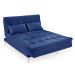 Sofá-Cama 3 Lugares Casal Versátil Veludo Liso Azul Marinho