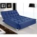 Sofá-Cama 3 Lugares Casal Versátil Veludo Liso Azul Marinho