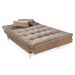 Sofá-Cama 3 Lugares Casal Versátil Veludo Liso Chocolate