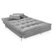 Sofá-Cama 3 Lugares Casal Versátil Veludo Liso Cinza
