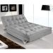 Sofá-Cama 3 Lugares Casal Versátil Veludo Liso Cinza