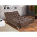 Sofá-Cama 3 Lugares Casal Versátil Veludo Liso Marrom