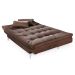 Sofá-Cama 3 Lugares Casal Versátil Veludo Liso Marrom