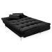 Sofá-Cama 3 Lugares Casal Versátil Veludo Liso Preto
