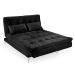 Sofá-Cama 3 Lugares Casal Versátil Veludo Liso Preto