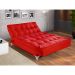 Sofá-Cama 3 Lugares Casal Versátil Veludo Liso Vermelho
